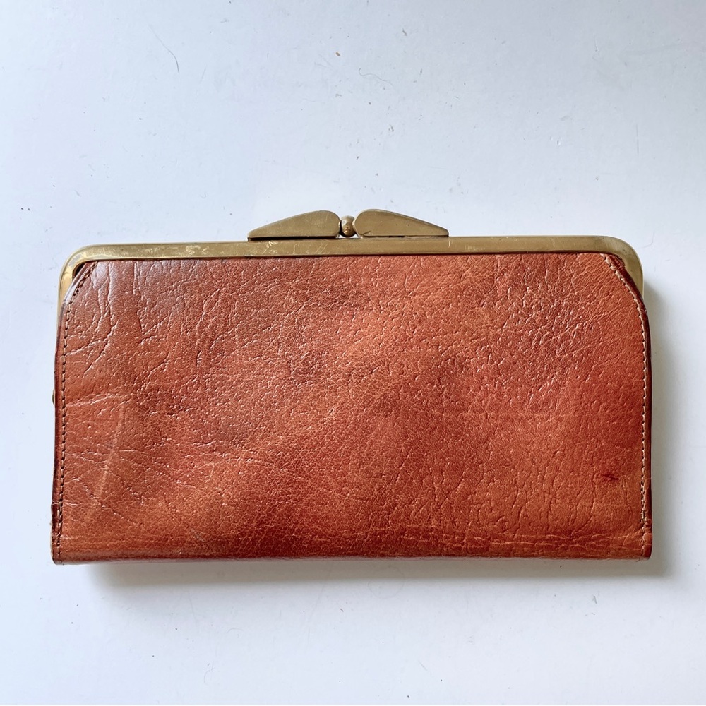UK Mid Century Modern Genuine Leather Kiss Lock Long Clutch Wallet Lady’s Purse